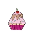 Spilla smaltata con bradipo marrone disteso su un cupcake rosa con una ciliegia rossa - Bradipo Cupcake