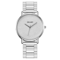 Minimalist ultra-thin men's quartz watch with silver steel band and white matte dial - Silver