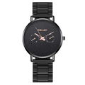 YOLAKO ultra-thin business watch for men with black steel strap and rose gold accents - Rose Gold Hands Black Strap