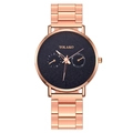 Men's fashion slim watch in rose gold stainless steel with black dual sub-dials - Rose Gold