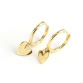 Boucles d'oreilles créoles cœur en argent S925 avec finition dorée élégante et brillante - Doré