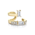 Elegant 18K gold-plated double-layer ear cuff with zircon geometric inlay and stones - Single Piece / Gold