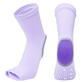 Purple toeless yoga socks with moisturizing heel gel pads and non-slip bottom grips - Purple