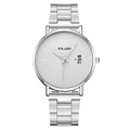 YOLAKO men's business quartz watch with silver steel link bracelet and date window - Silver