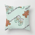 Christmas pillow cover with gingerbread and Baby it's cold outside text on green fabric - Cold Tone Gingerbread (DRD151-7)