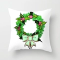 Kerst kussensloop met feestelijke krans en groene strik voor bankdecoratie huis - Kerstkrans Strik (DRD151-4)