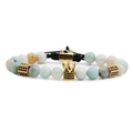 Bracciale di perle corona malachite con corda intrecciata regolabile di moda - Amazonite Intrecciata
