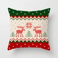 Detailed knit texture of Christmas pillowcase with reindeer and snowflake patterns - Nordic Knit Style/Multi (DRD153-20)