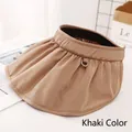 Macro detail of khaki sun visor with pleated elastic top and decorative metal buckle - M(56-58cm) / Khaki