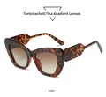 Detailansicht der Cateye-Sonnenbrille mit Schildpatt-Rahmen und braunen Verlaufgläsern - Leopardenrahmen Verlaufstee-Linsen