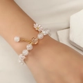 S138 Weißes Mohnperlen-gänseblümchen-armband