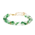 Adjustable green and white turquoise beaded bracelet with gold metal spacer beads - Style A / Green and White Gradient Stone