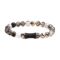 Pulsera de cuentas de piedra dragón de 8mm con tubo de circón negro sobre fondo blanco - Color gunmetal