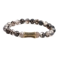 Pulsera de cuentas de ágata veta de dragón con espaciador de circonita pavé dorado elegante - Dorado