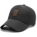 Breathable dark grey quick-dry baseball cap with laser-cut holes and leather patch - Adjustable / Dark Gray