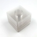 Stack of clear square plastic eyelash trays with center cylindrical groove insert - 50Pcs 7x7 Square Trays