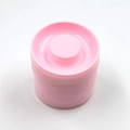 Stack of circular pink plastic eyelash tray inserts for packaging on white background - 50Pcs High Pink Round Trays