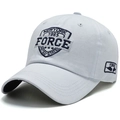 White cotton baseball cap with blue New York 1985 embroidery and structured crown - White Blue Embroidery