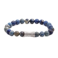 Pulsera de piedras imperiales azules con un tubo espaciador plateado de circonitas - Azul/Accesorios De Platino