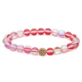 Bracelet en perles de pierre de lune rouge dépoli avec boule de cristal dorée sur blanc - Pierre de Lune A (Rouge)