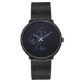 Orologio al quarzo da uomo con cinturino a maglia nera e quadrante multifunzione - Cinturino Nero Ago Blu