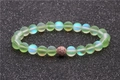 Bracciale di pietra di luna verde satinato con sfera in zircone oro rosa su sabbia nera - Oro Rosa-Verde Chiaro (Oro Rosa 23)