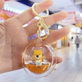 Spherical keychain with yellow Shiba Inu, orange liquid and golden glitter finish - Keychain+Bottle Shape D1-1 / Planet