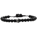 Bracciale a corona intrecciato a mano con perline nere opache e occhio di tigre per uomo - Stile Corona in Pietra Opaca