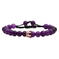 Bracciale intrecciato con corona in occhio di tigre e ametista con cordino regolabile - Stile Corona in Ametista