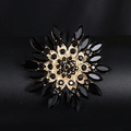 Fashion acrylic brooch with black crystals and gold-plated floral alloy setting - XD017-3 Black