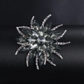 Fashion acrylic brooch with silver plating, grey marquise stones, and crystal rhinestones - XD7938-8 Grey