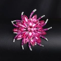 Fashionable flower brooch with pink rhinestones and silver plating for clothing accessory - XD7938-2 Pink