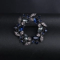 Fashion acrylic garland brooch with dark blue and green gemstones on black leather - XD9047 Black/Dark Blue