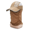 Khaki outdoor zonnehoed met ademend gaas en geïntegreerd gezichtsmasker voor bescherming - Verstelbaar / Khaki