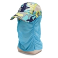 Camo outdoor sun hat with breathable light blue mesh face cover and neck protector - Adjustable / Blue Camouflage