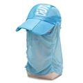 Bright blue breathable sun hat with face mask and neck protection for outdoor sports - Adjustable / Lake Blue
