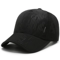 Gorra de béisbol negra de secado rápido con perforación láser para protección solar deportiva - Negro