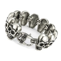 Bracciale punk in acciaio inossidabile argento con teschi e chiusura in metallo - 22cm / Argento