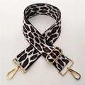 Close-up of 5cm wide leopard print jacquard strap with polished gold lobster clasps - Leopard Print No. 4 White