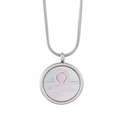Minimalistische silberne Waage Sternzeichen Kette mit Perlmutt Münzanhänger - Waage
