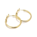 Pendientes de aro dorados con textura de cuerda trenzada y diseño redondo grande - Dorado (KE100363-KFC)