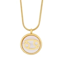 Kreeft sterrenbeeld ketting met goudkleurige rand en witte parelmoer inleg op hanger - Kreeft (KN201576-KLX)