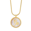 Gouden Steenbok sterrenbeeld ketting met witte schelp en gedraaide rand - Steenbok (KN201577-KLX)