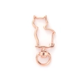 Mousqueton en métal en forme de chat pour porte-clés, finition or rose - 19*42mm (Avec Anneau Brisé 8mm) / Or rose