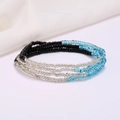 Handmade multi-layer seed bead waist chain in black, silver, and light blue tones - #16(Black Blue Silver)