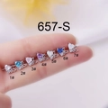 Close-up of titanium steel butterfly stud earrings with colorful heart-shaped zircons - Clear Heart (1#) / Silver