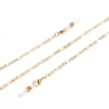Golden Figaro chain glasses strap with non-slip silicone loops and lobster clasps - Gold