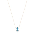 Detail of rose gold necklace featuring a shimmering blue opal mermaid fish pendant - Rose Gold Chain Deep Blue Opal Fish Pendant / Dark Blue