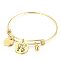 Bracciale regolabile in acciaio dorato con ciondoli a cuore e medaglia incisa Love chic - Stile Oro (KB153313-Z)
