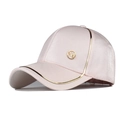 Detail of satin baseball cap with golden M logo and metallic thread embroidery - Medium / Pink